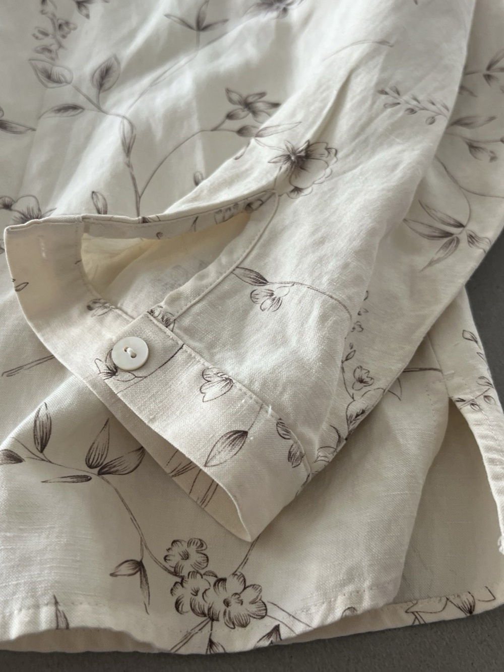 Pendleton Floral Button Down Shirt in Cream & Brown - Picture 6 of 9